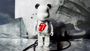 White BE@RBRICK speaker with The Rolling Stones logo